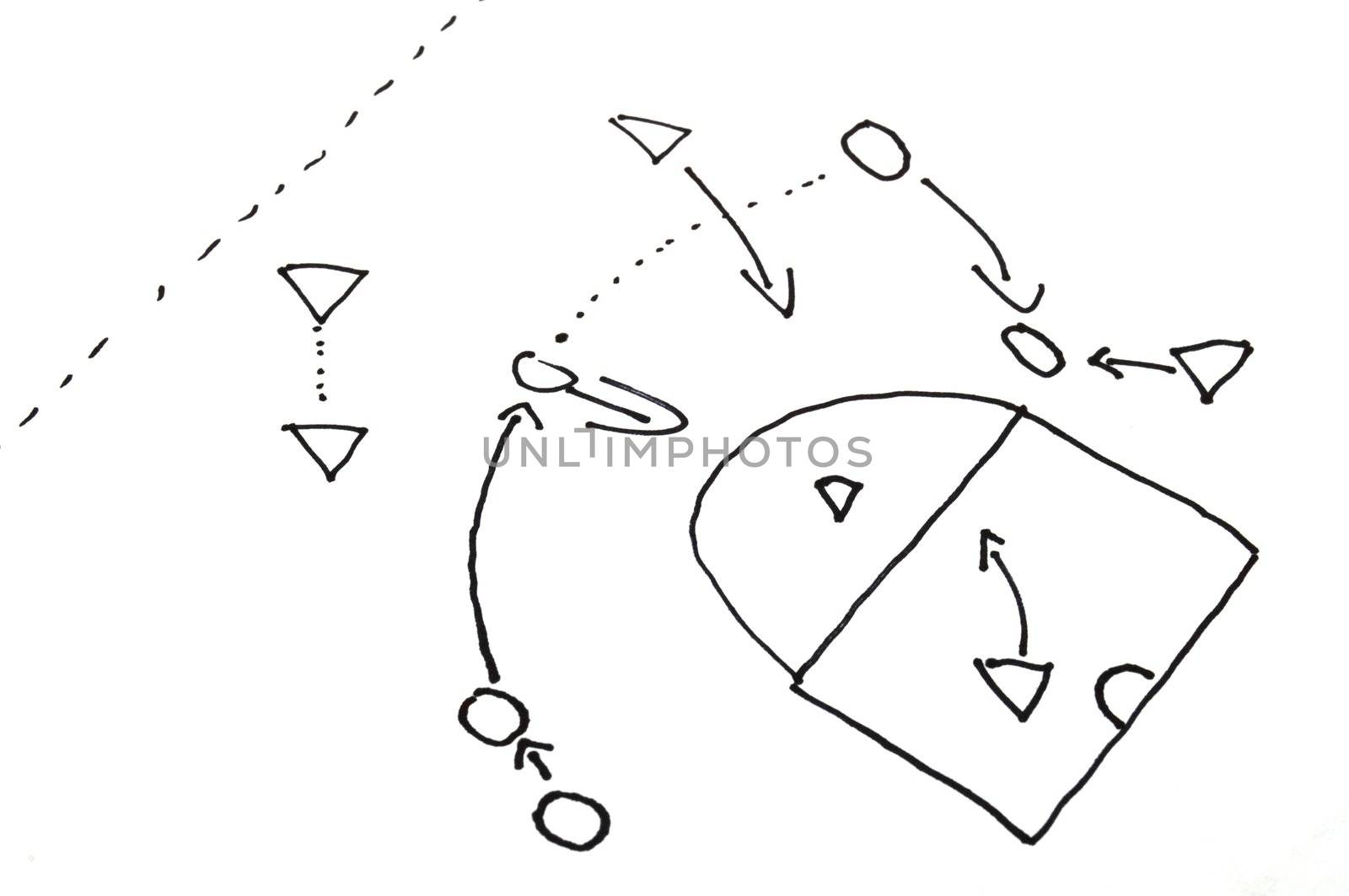 strategy or tactic plan of a ball game on white