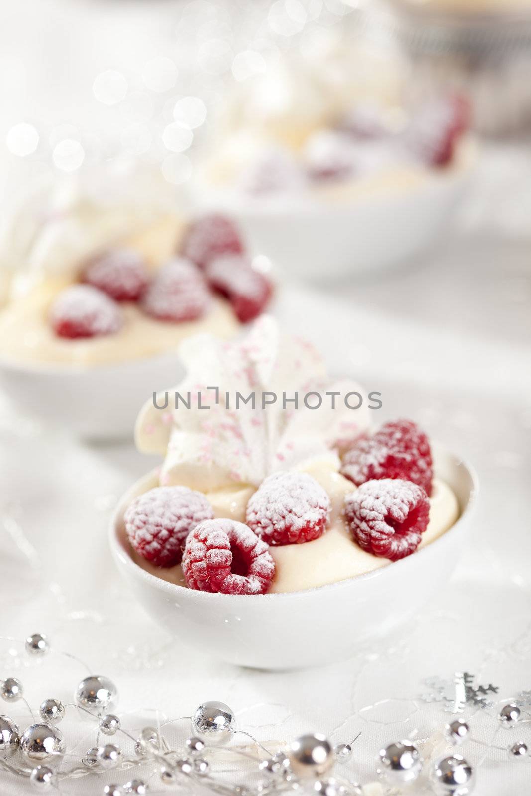Delicious sweet dessert for christmas with meringue