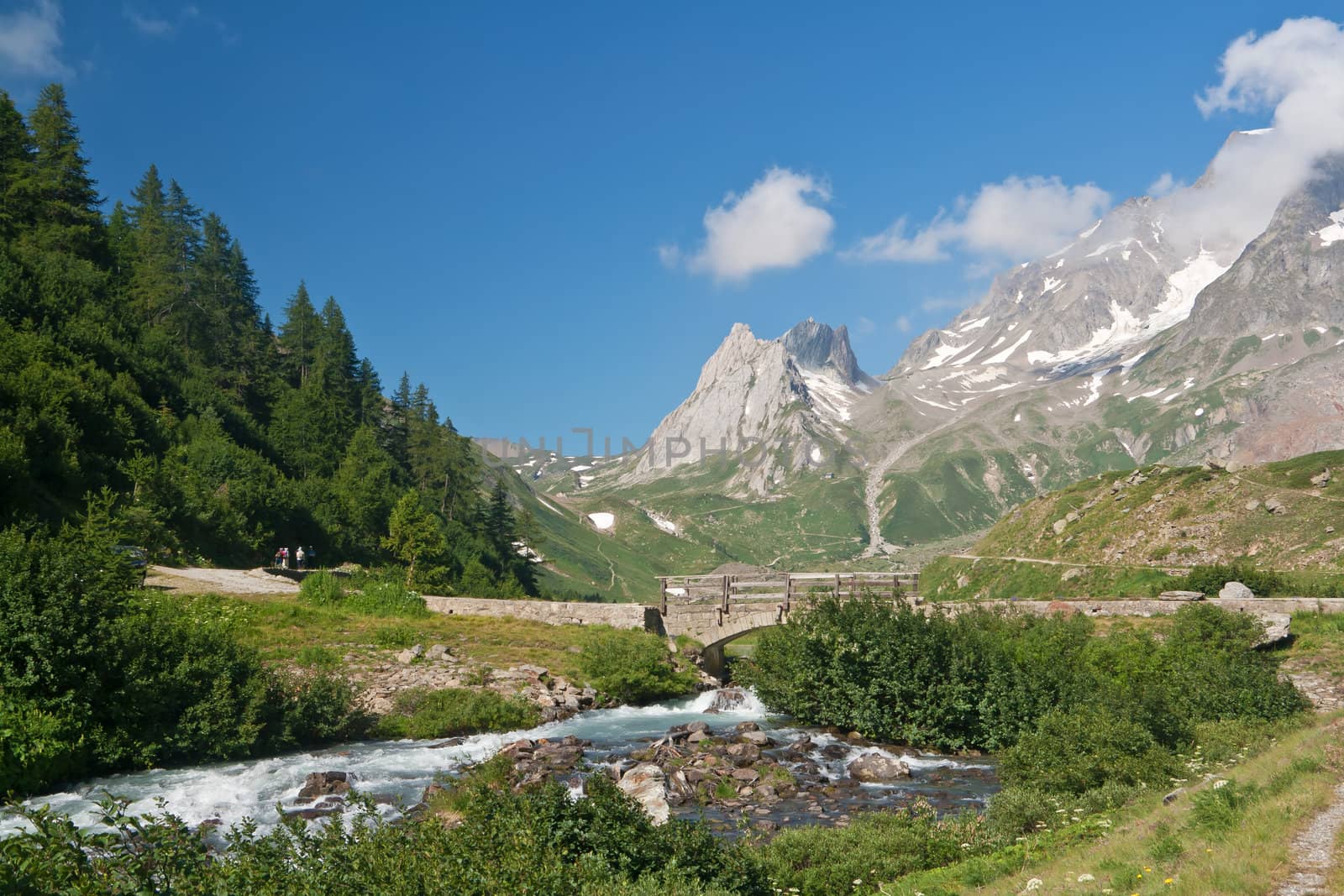 summer view of Veny valley in Courmayeur, Aosta Valley, Italy