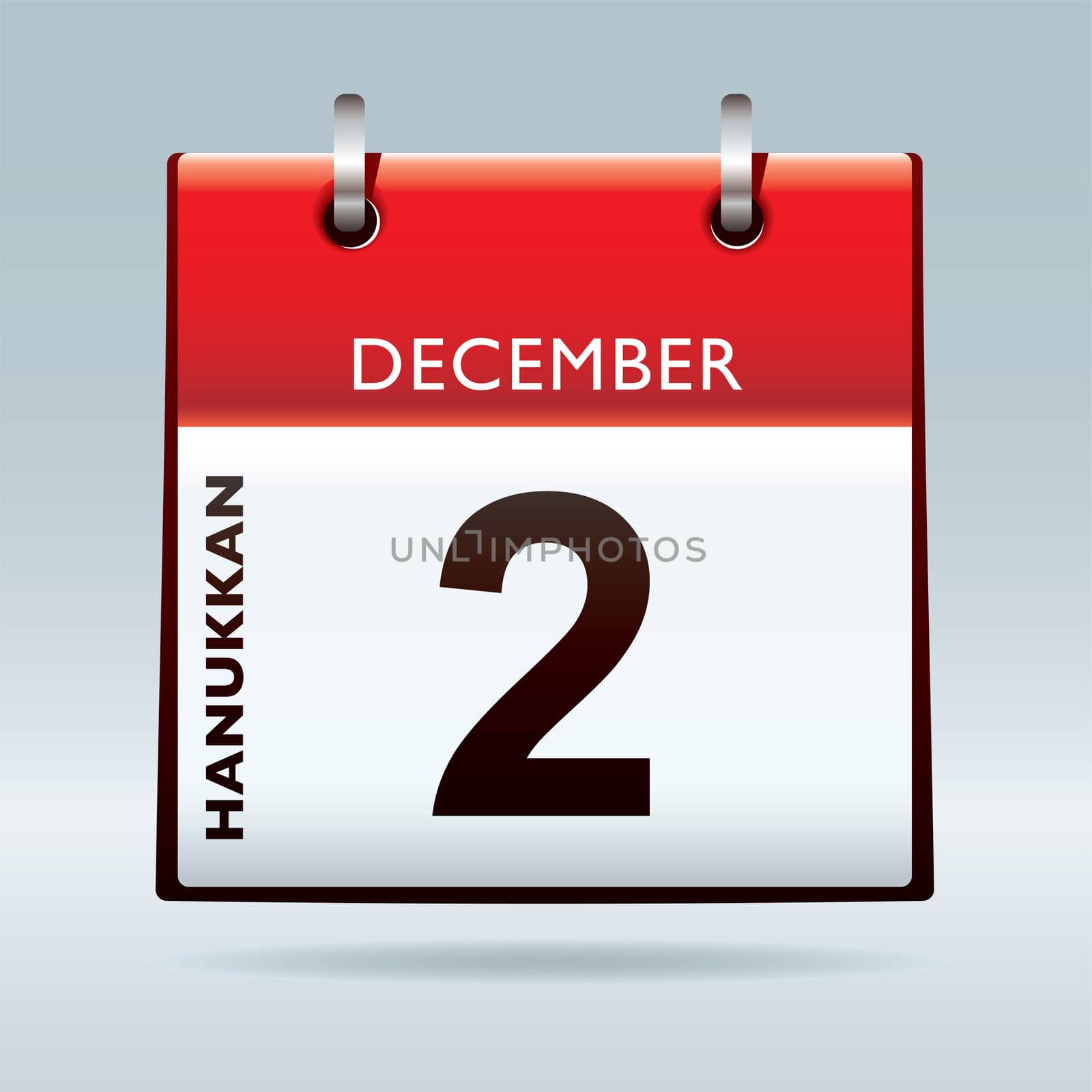 Hanukkan calendar icon with december red top and black date