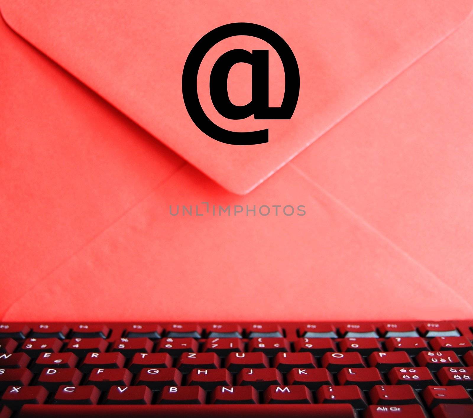 email concept with envelop computer keyboard and copyspace