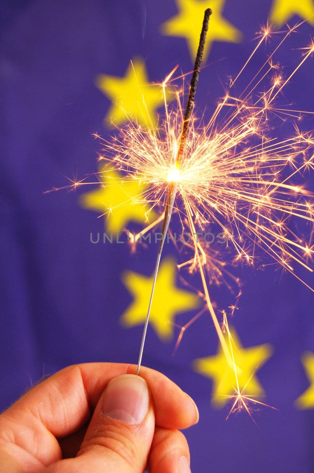 euro union flag and sparkler by gunnar3000