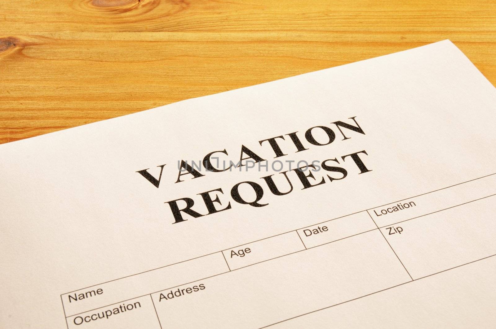 vacation request form in business office showing holiday concept