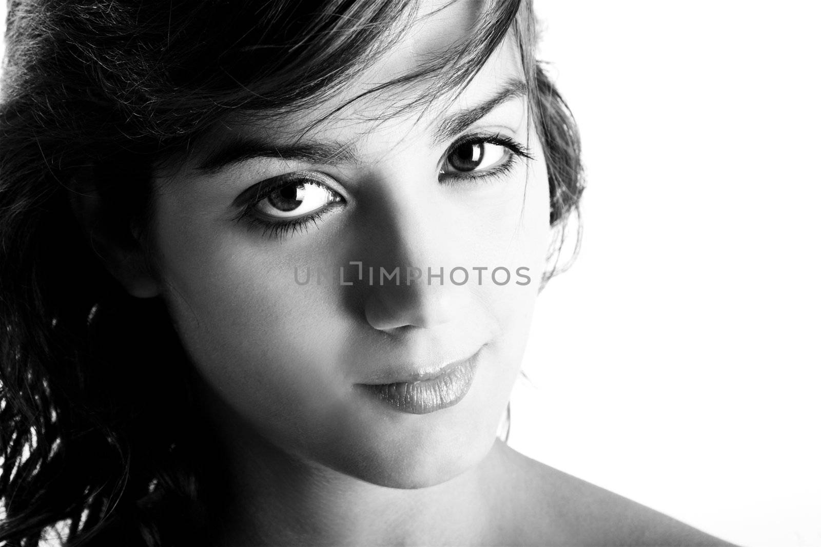 Black and white Portrait of beautiful young and sensual woman