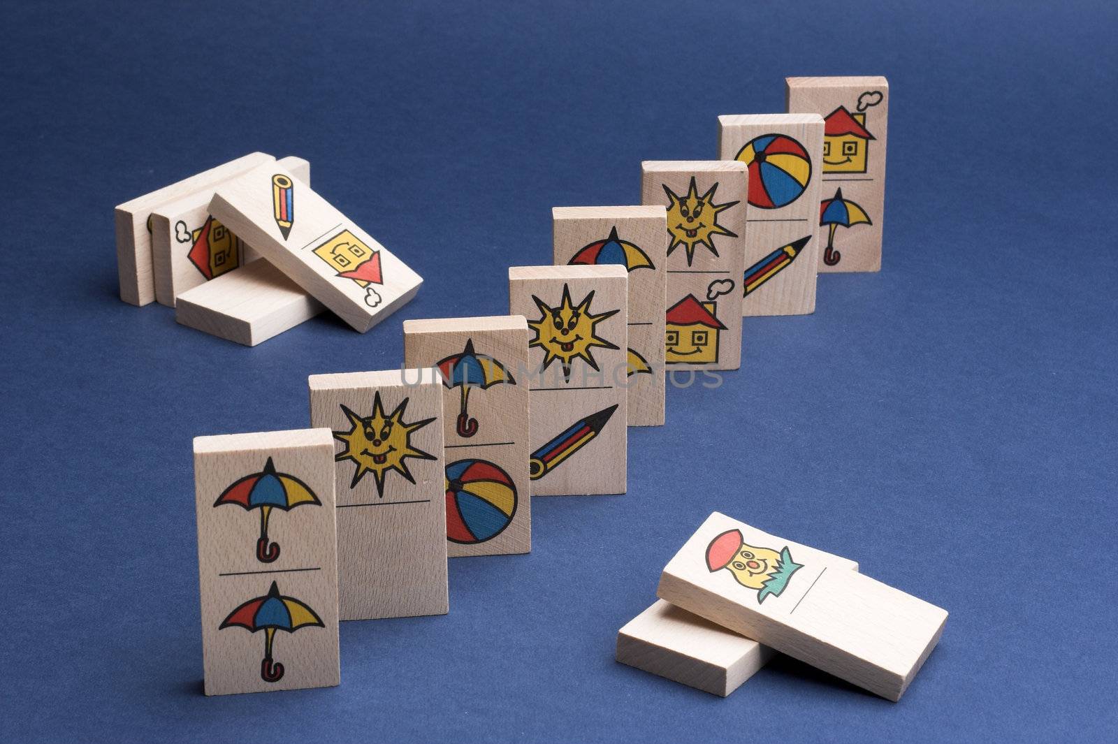 Some children's  wooden domino bricks