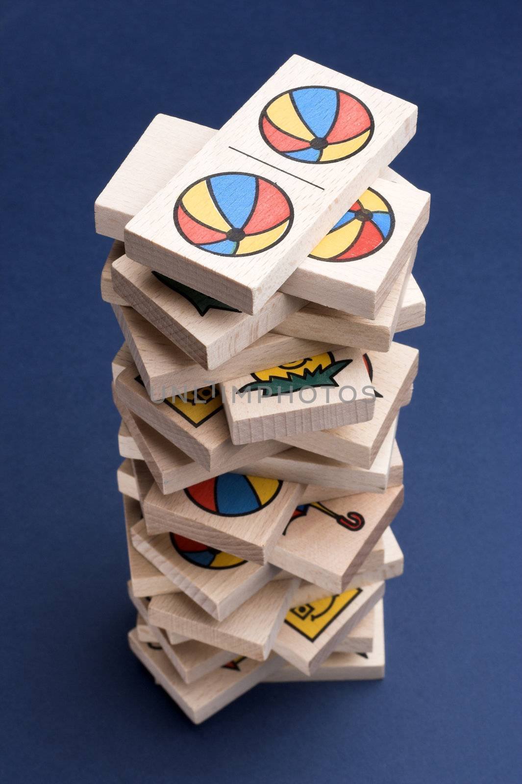 Some children's  wooden domino bricks