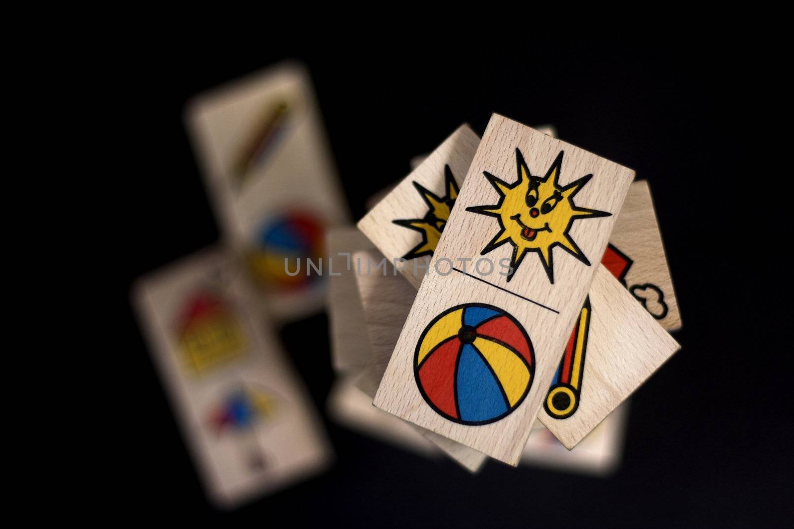 Some children's  wooden domino bricks