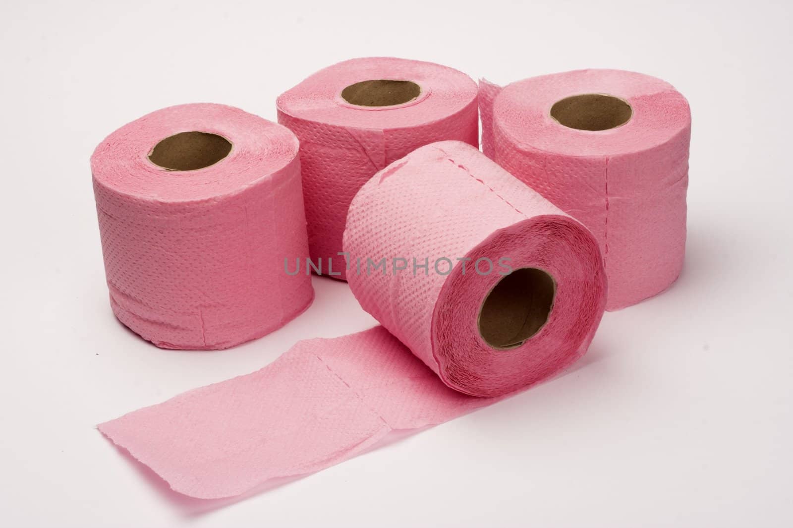 Some rolls of pink toilet paper