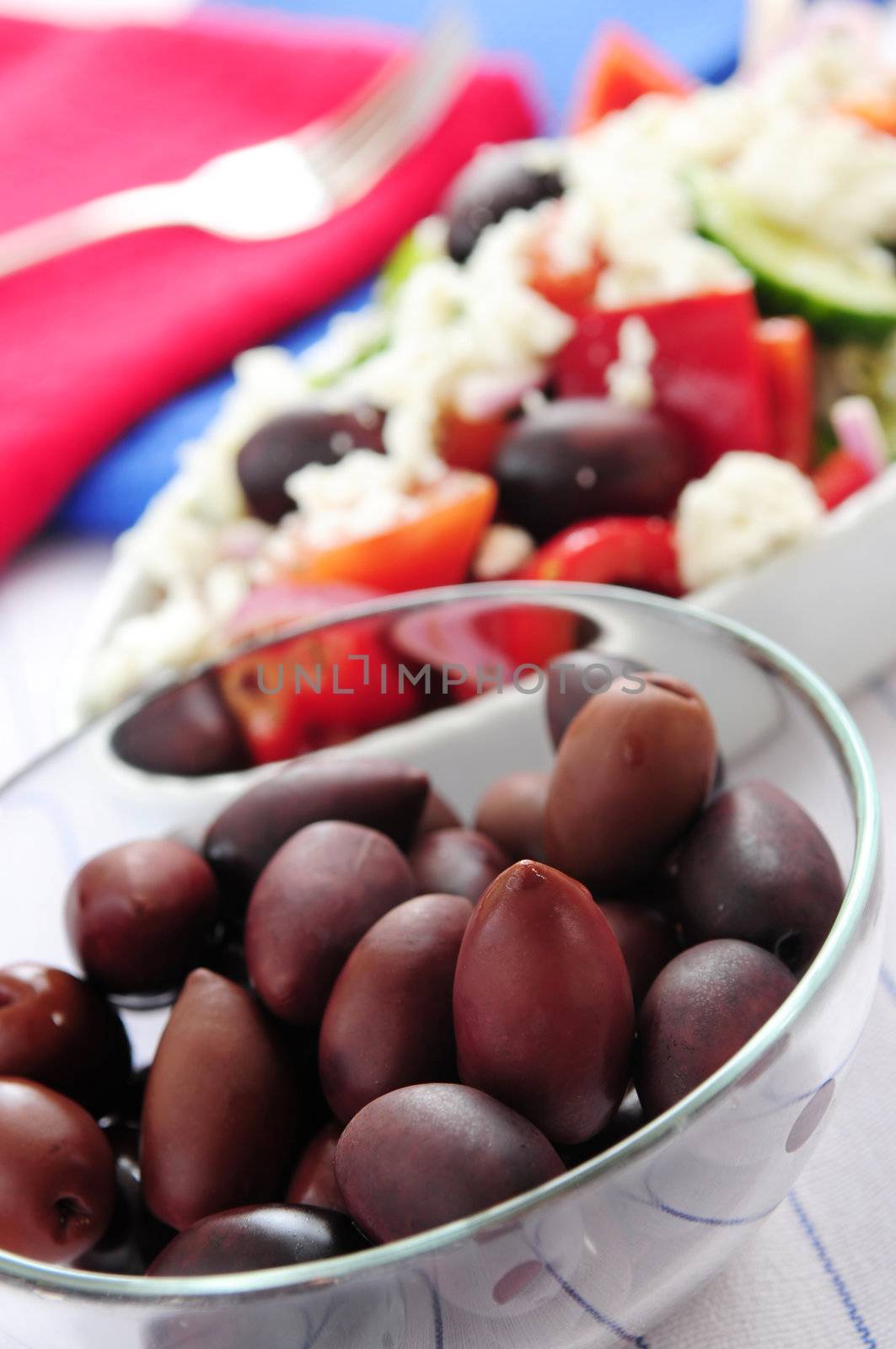 Olives and greek salad by elenathewise