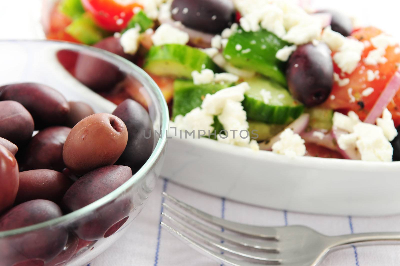 Olives and greek salad by elenathewise