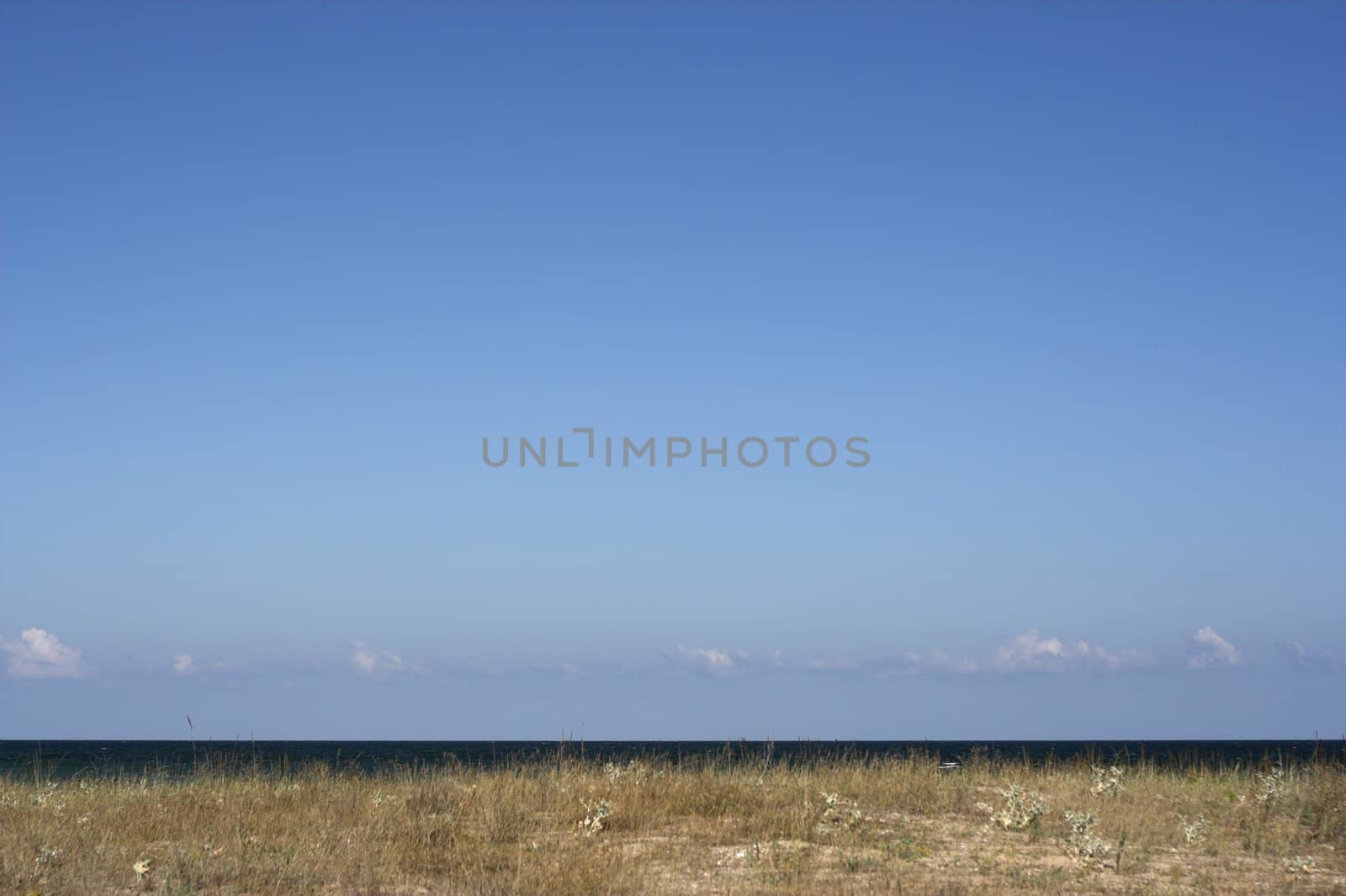 Blue sky minimalistic view of a beach