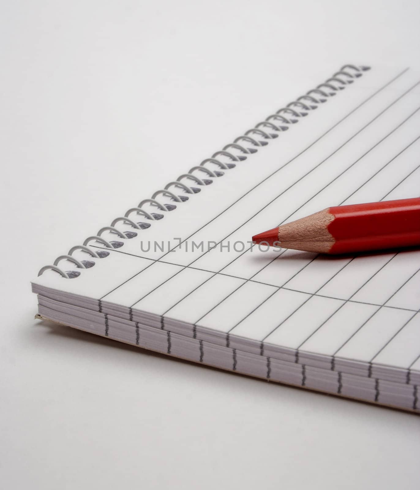 Blank notebook and doublecolored pencil,isolated