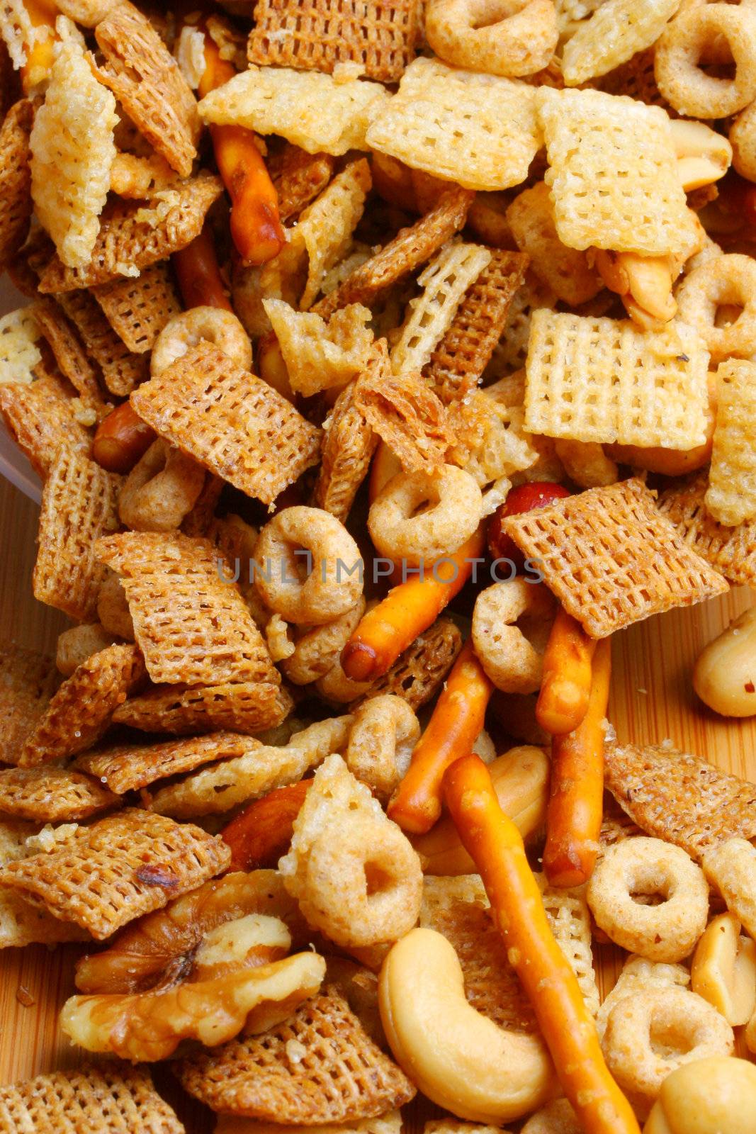 Snack mix in vertical.