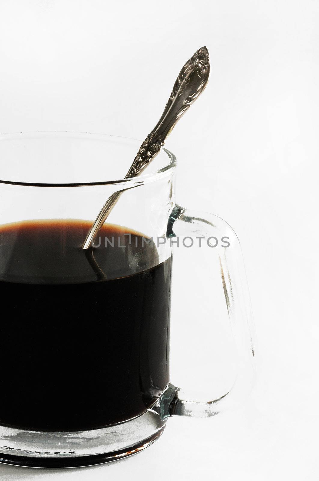 Coffee in glass mug.