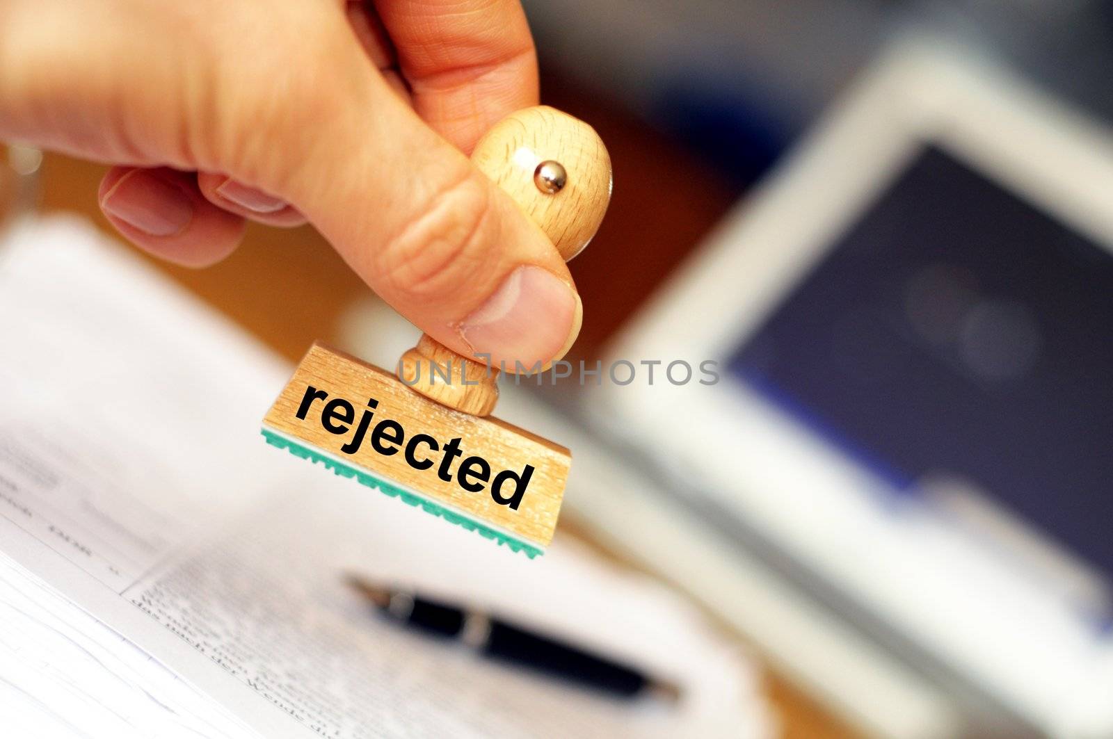 rejected concept with stamp in business office showing rejection concept