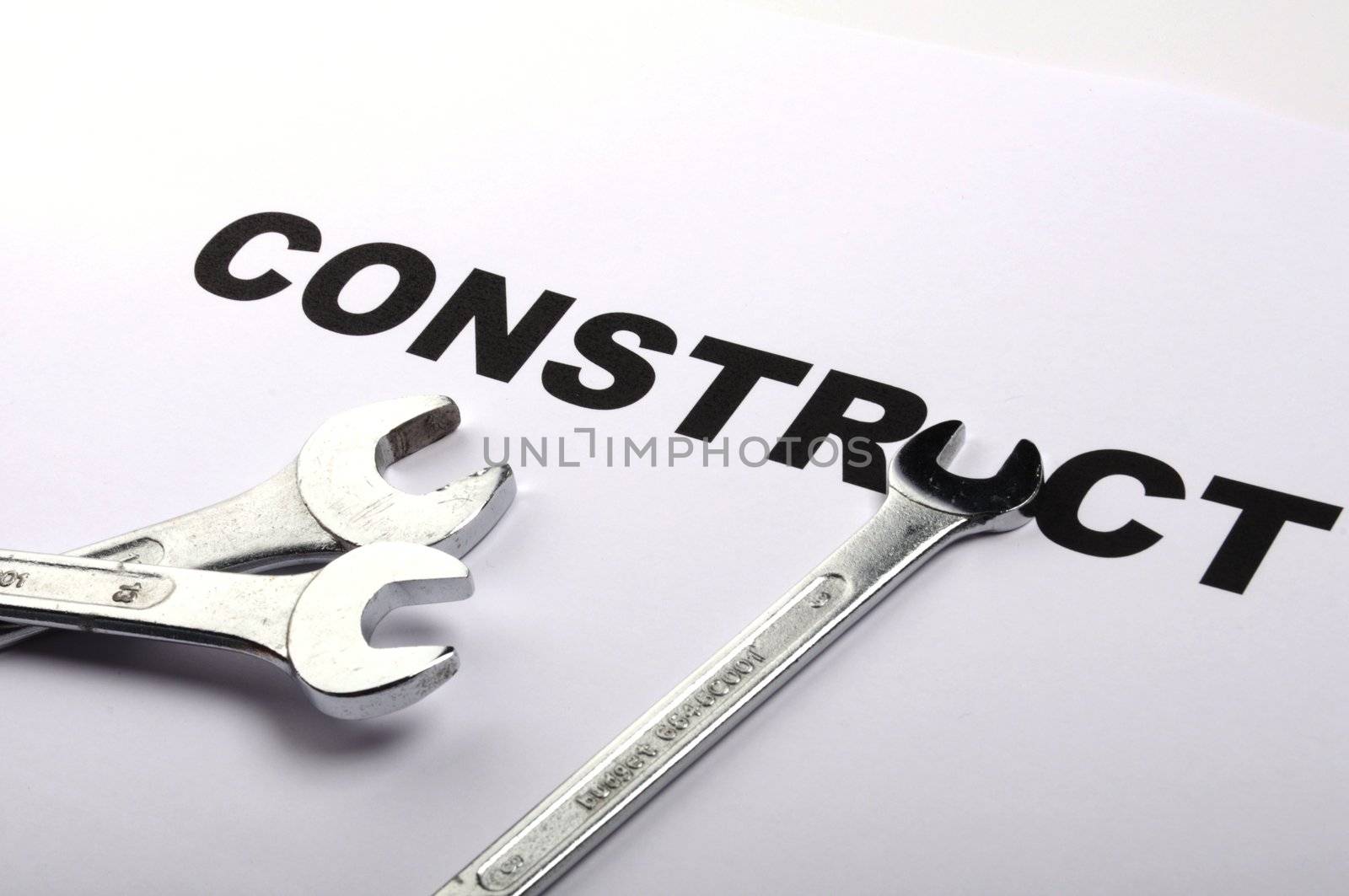 construct or construction concept with tool and word