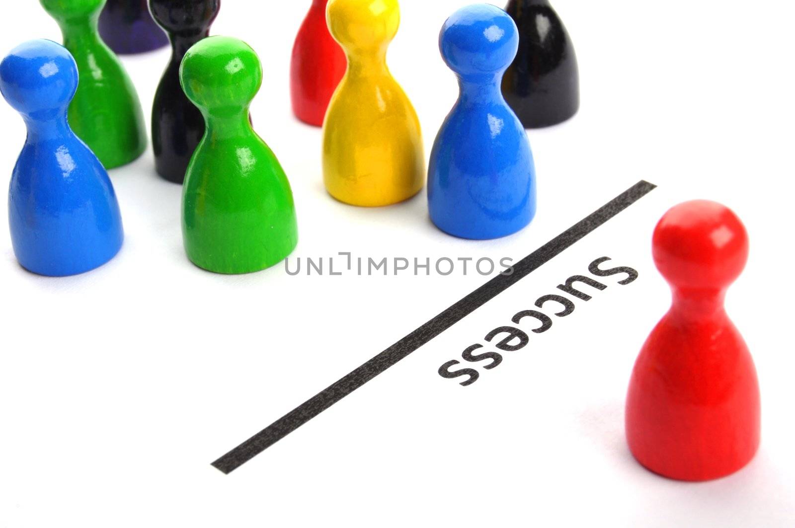 business success or winner concept with pawns on white