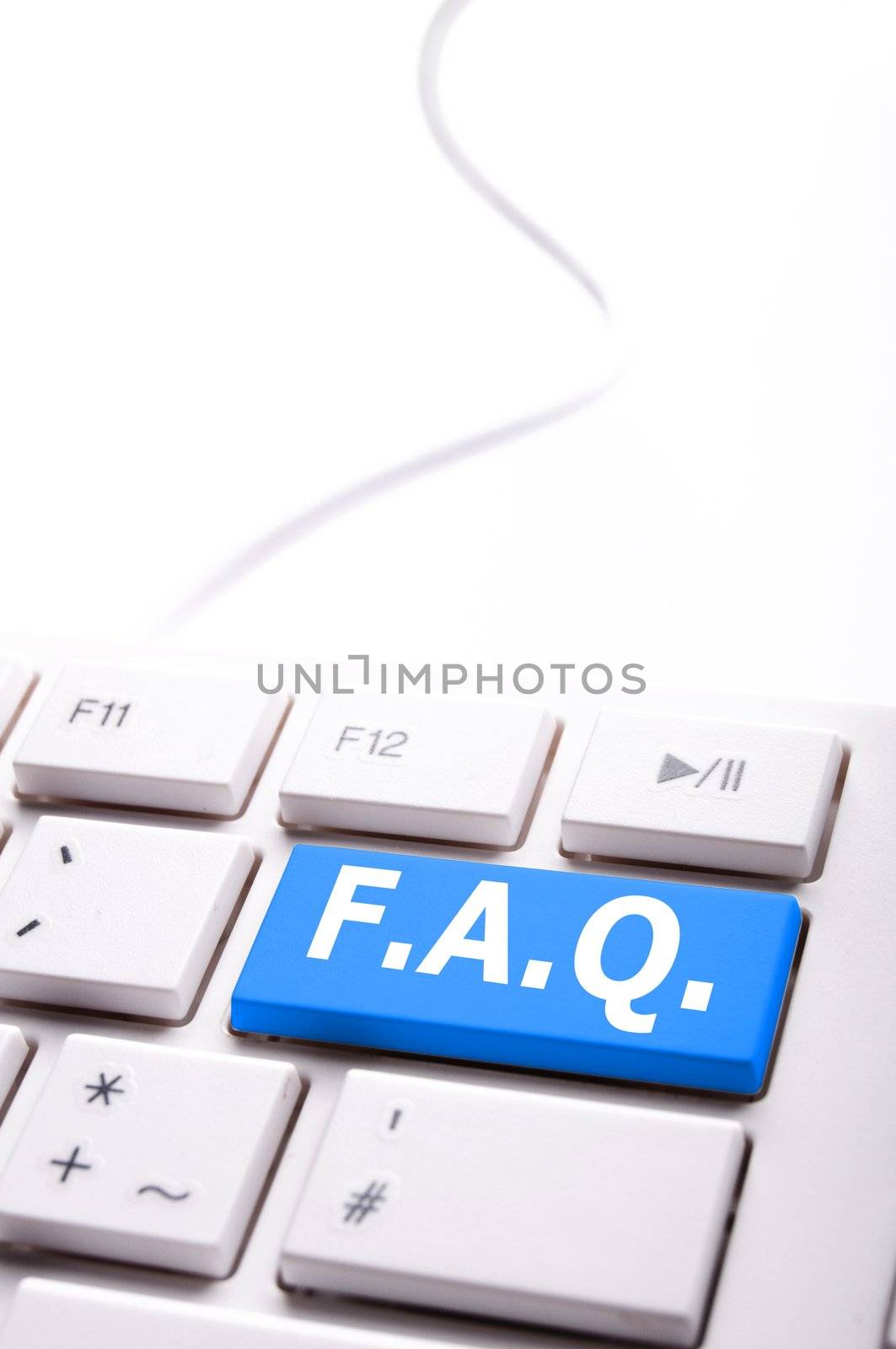 faq frequently asked questions key on computer keyboard