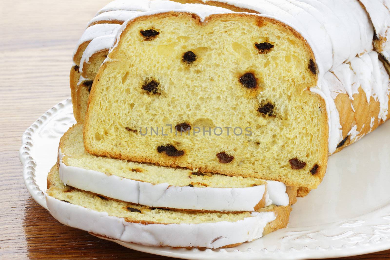 Delicious Coffee Cake with sweet icing cut into individual slices.