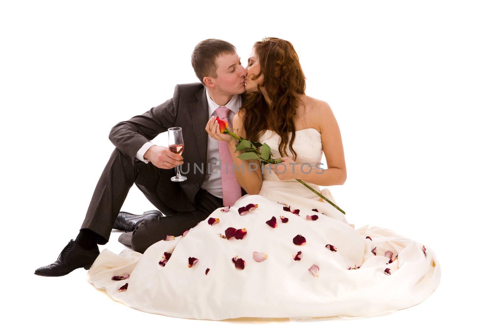 Portrait of Happy New Married couple isolated on white