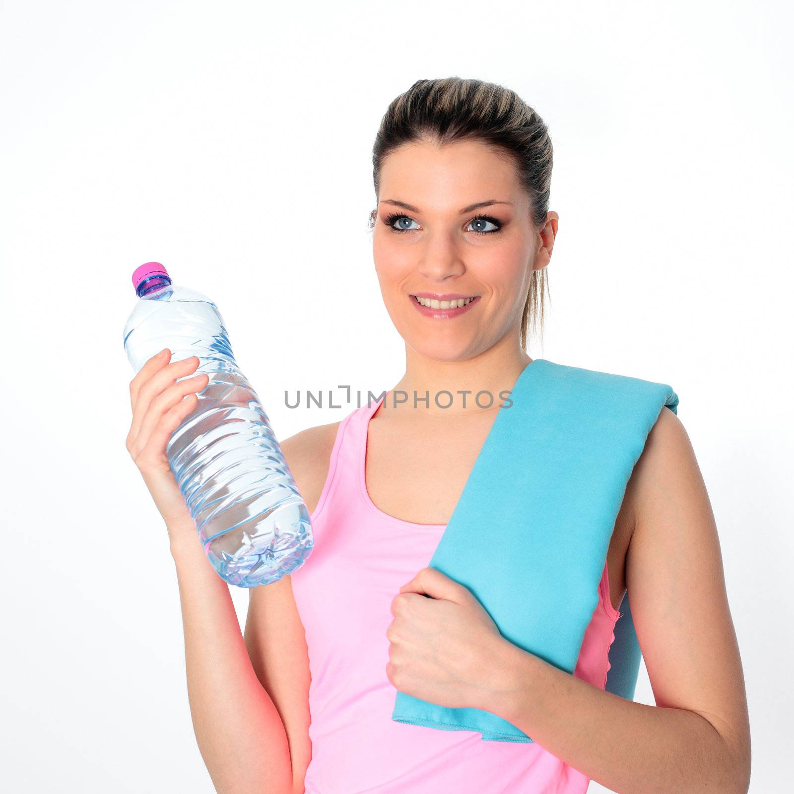 young woman holding a bottle of water