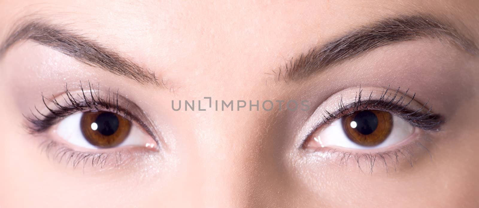 Close-up of Beautiful brown eyes of young girl
