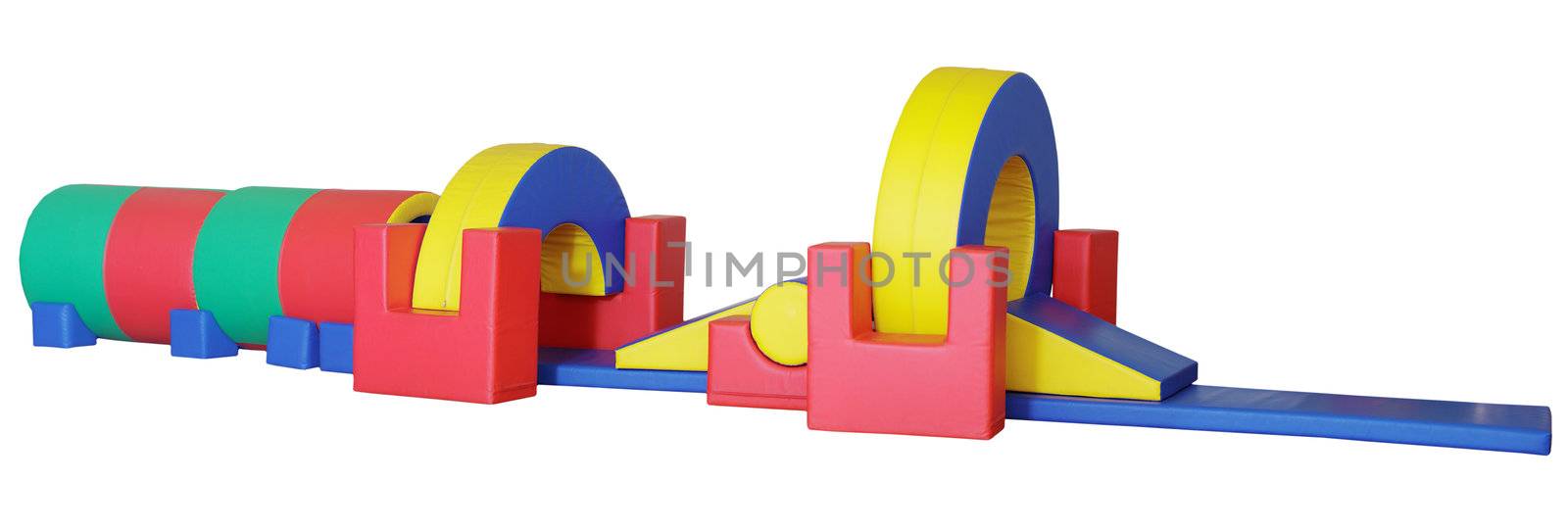 The big children's game complex - an obstacle course isolated on a white background