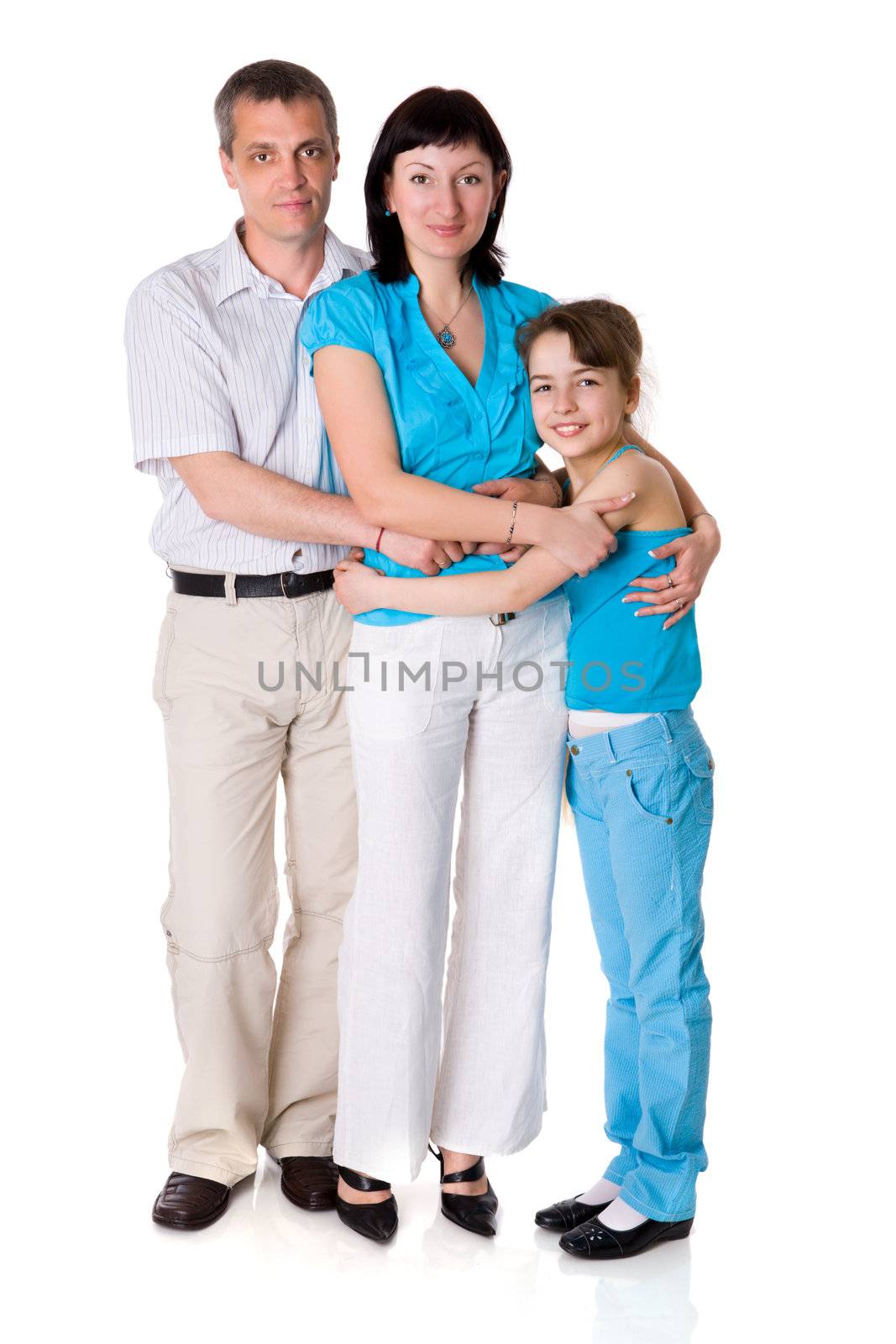 Happy Family with kid together isolated on white