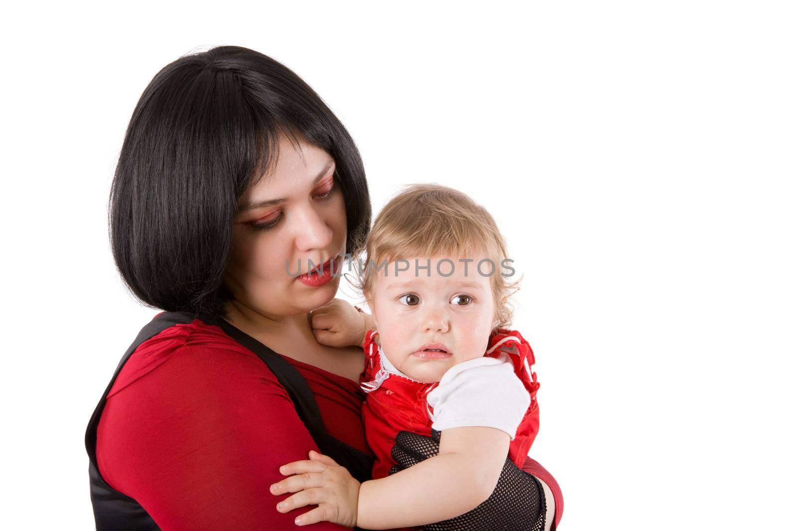 Mother holding crying baby by olga_sweet