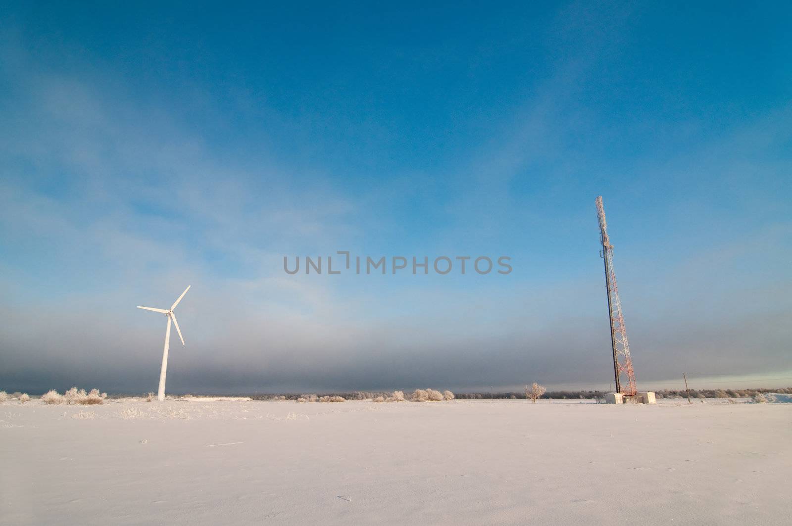 Shot of Windmill and blue sky, beauty in nature