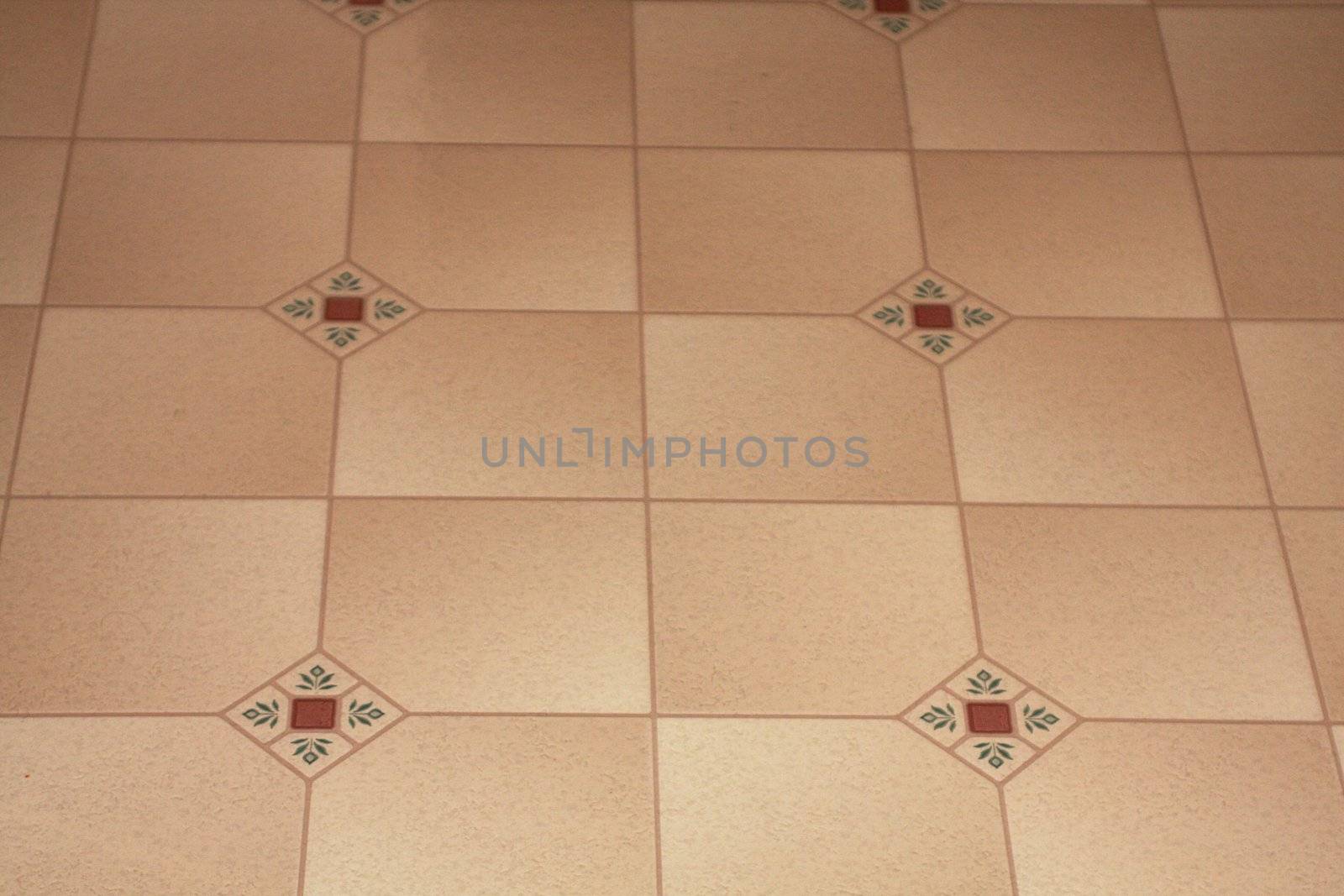 Kitchen Linoleum in Tan and Red by knktucker