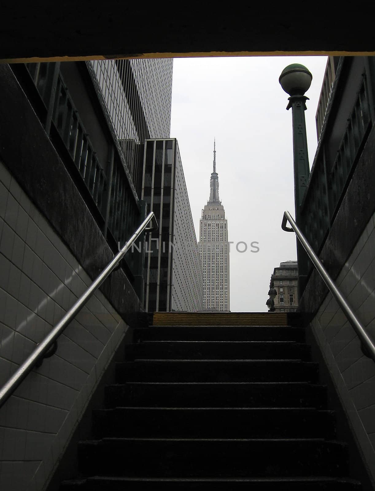 Empire State Building in New York, photo taken from metro station
