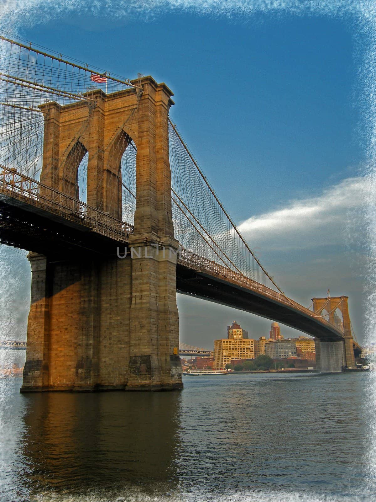 brooklyn bridge in manhattan, artistic frame, 
