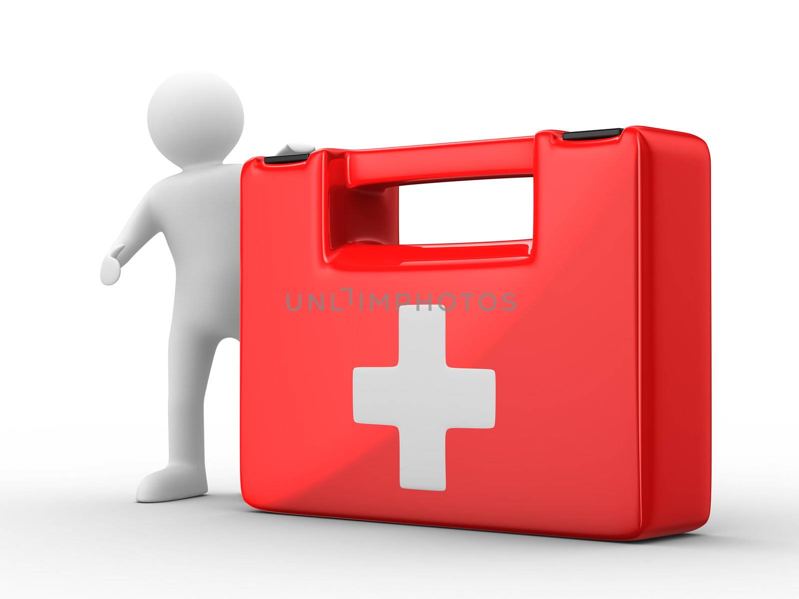 doctor runs to aid. Isolated 3D image