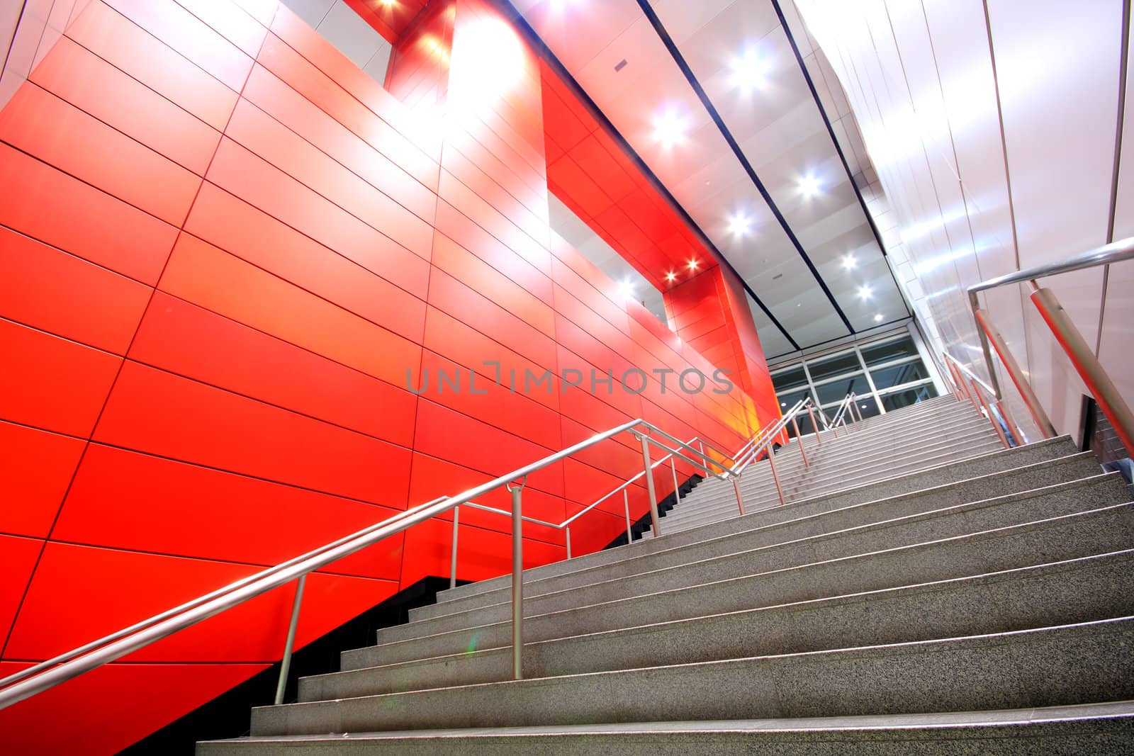 long stair in a modern building in hong kong 