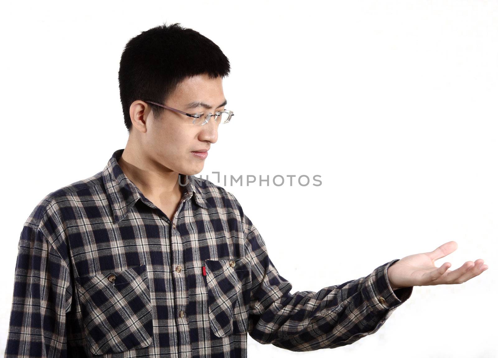 student presenting over a white background  by cozyta