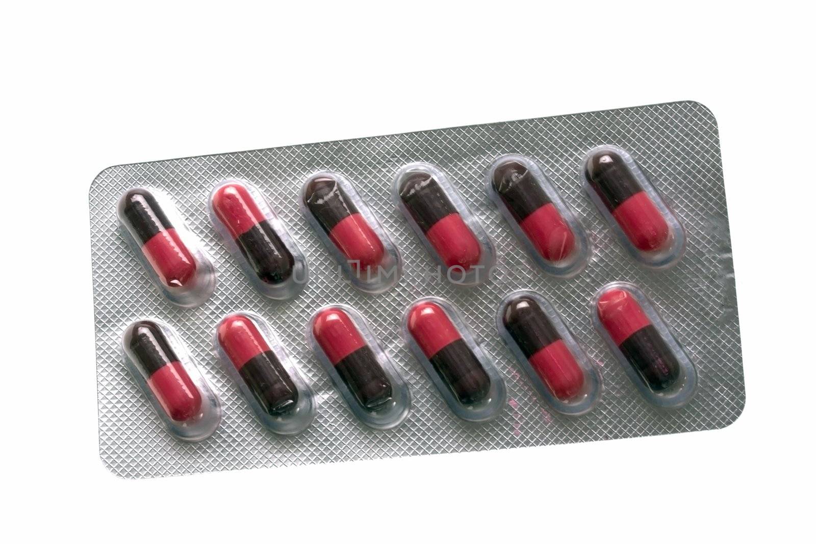Package of pills isolated on white