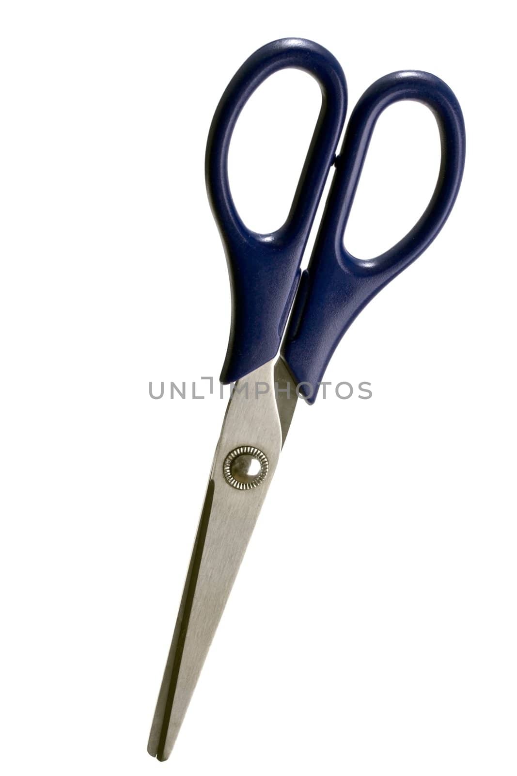 Blue handled scissors