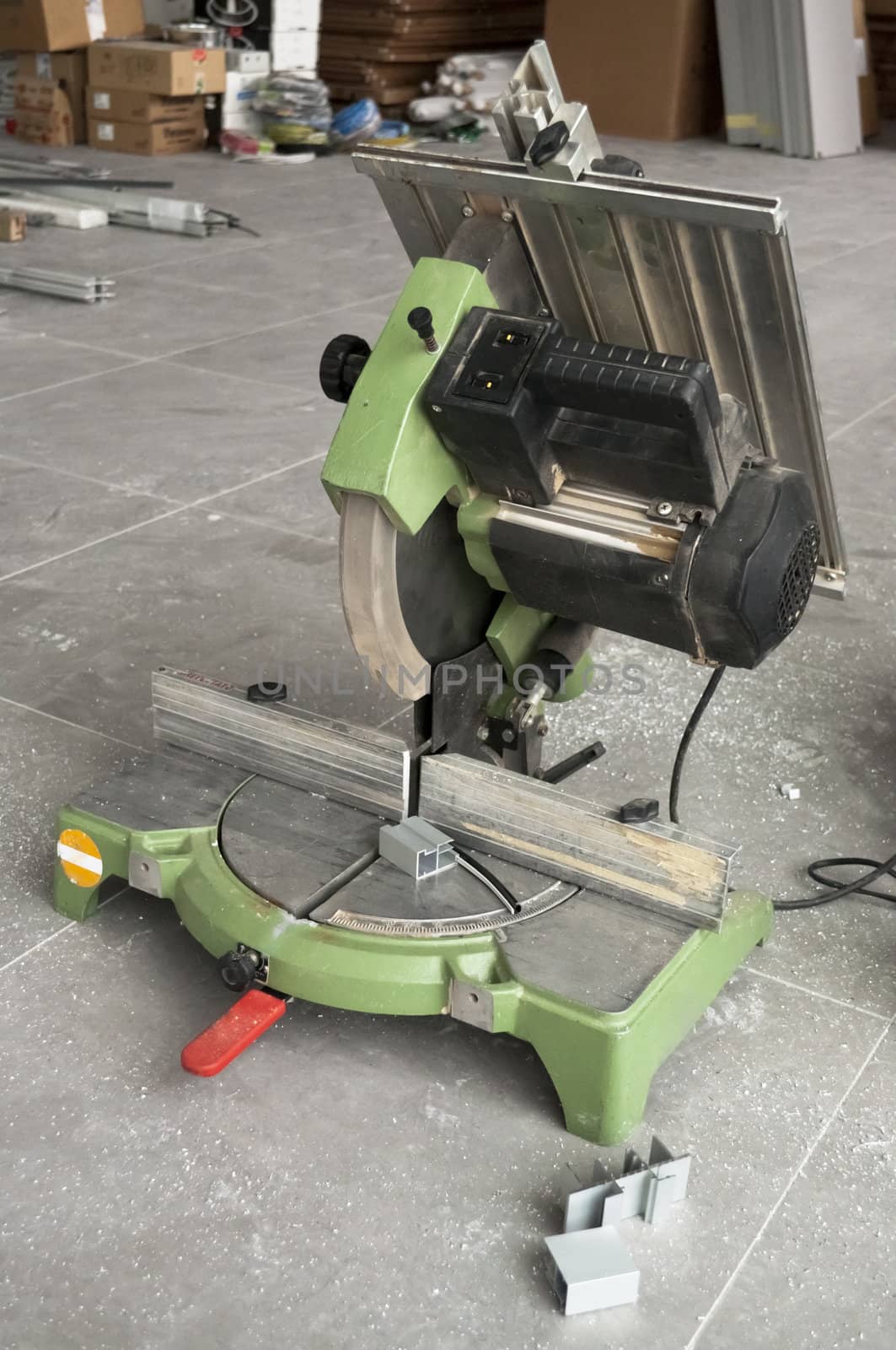 Frame cutter machine industrail tools inside a construction site