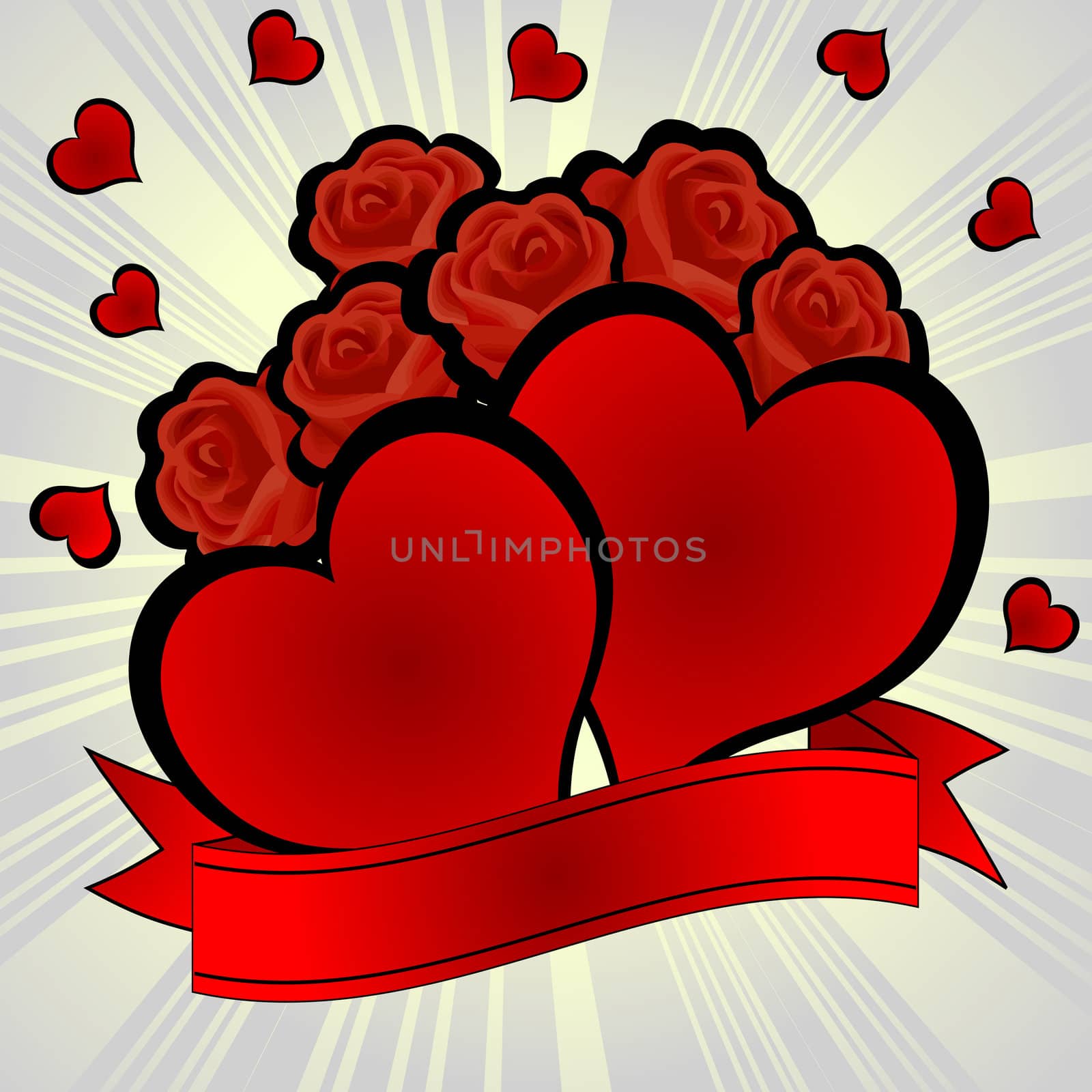 Valentine's Day hearts and roses card
