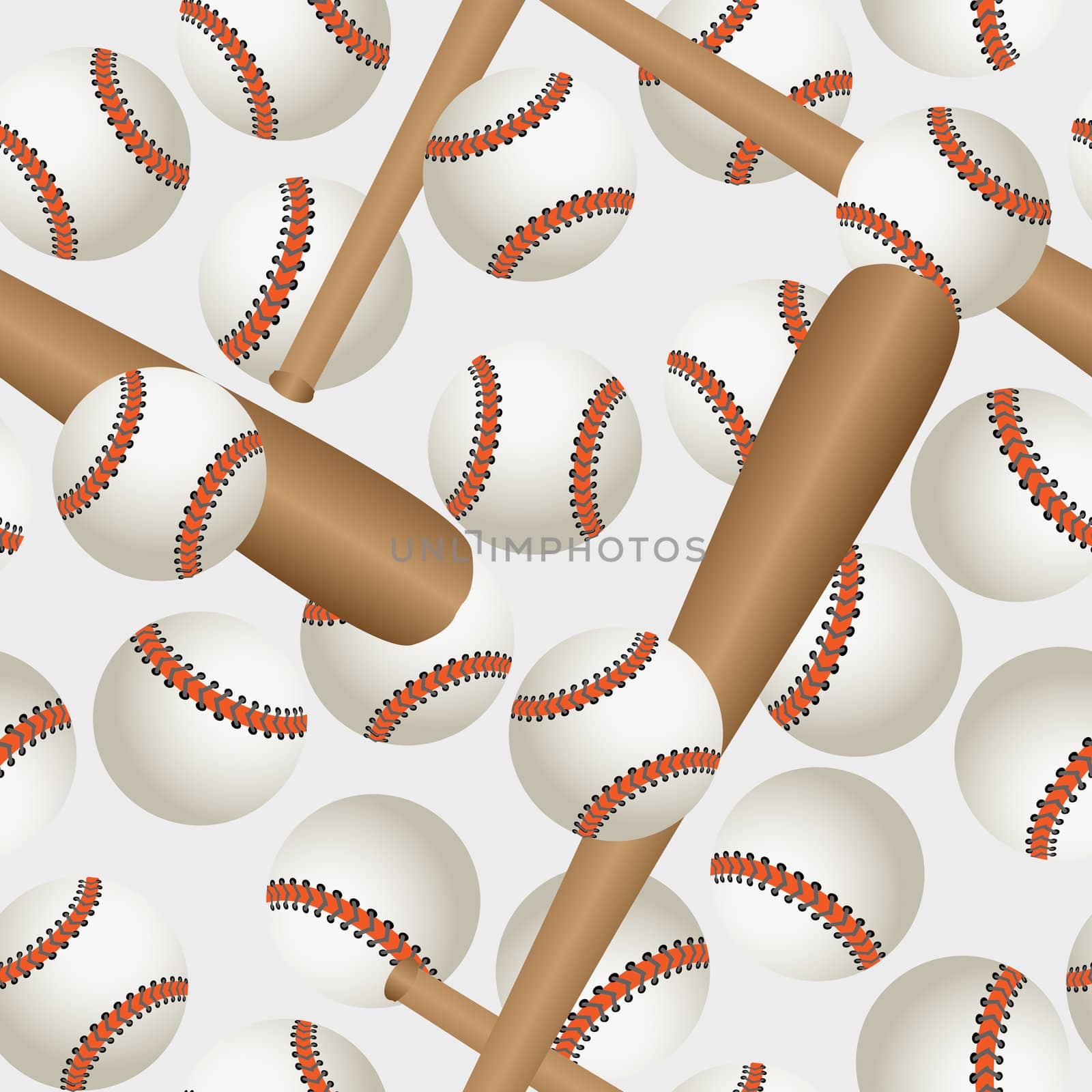 Seamless background with baseball bat and ball