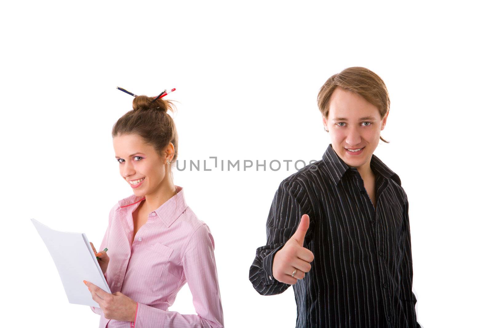 Young Business people ready to start new project isolated on white