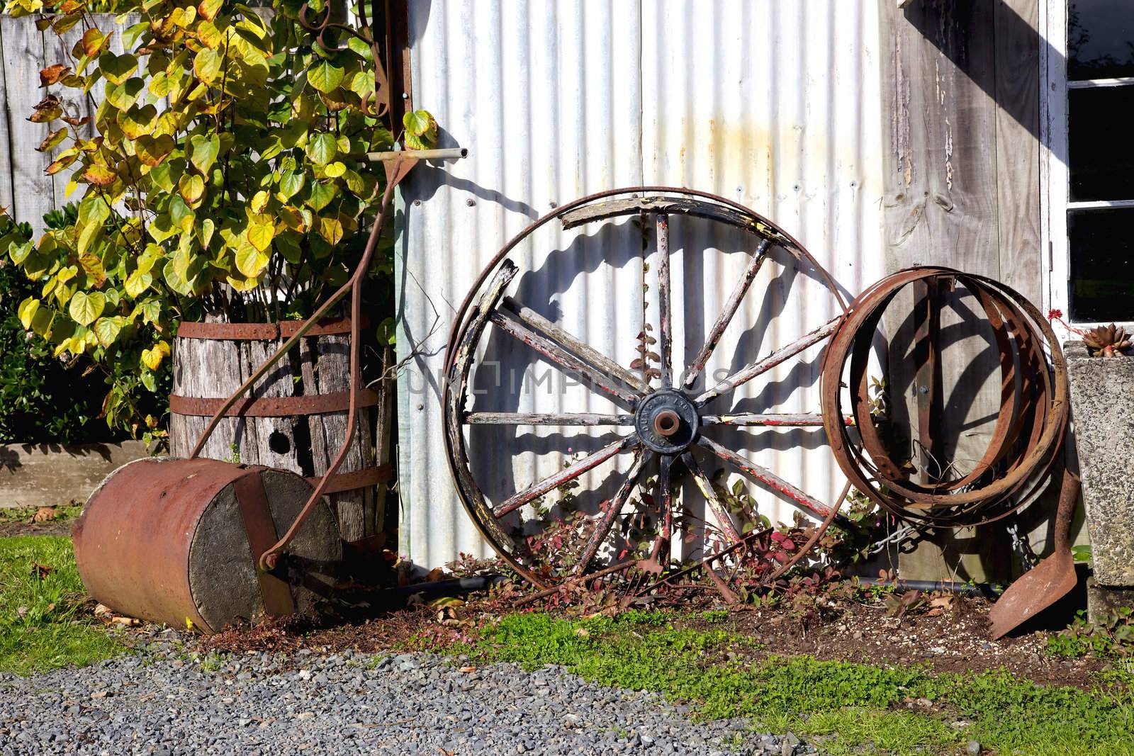 Corner detail at the old Blacksmith's Shop in the Kotorigo-Kerikeri Basin Heritage Area of North Island, New Zealand.