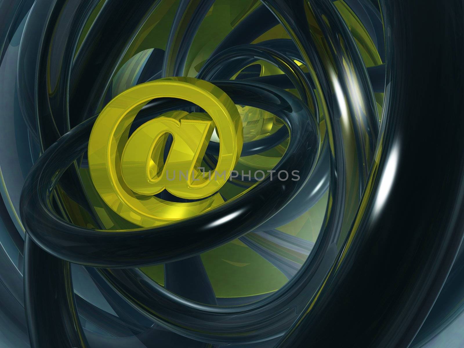 email alias in abstract space - 3d illustration