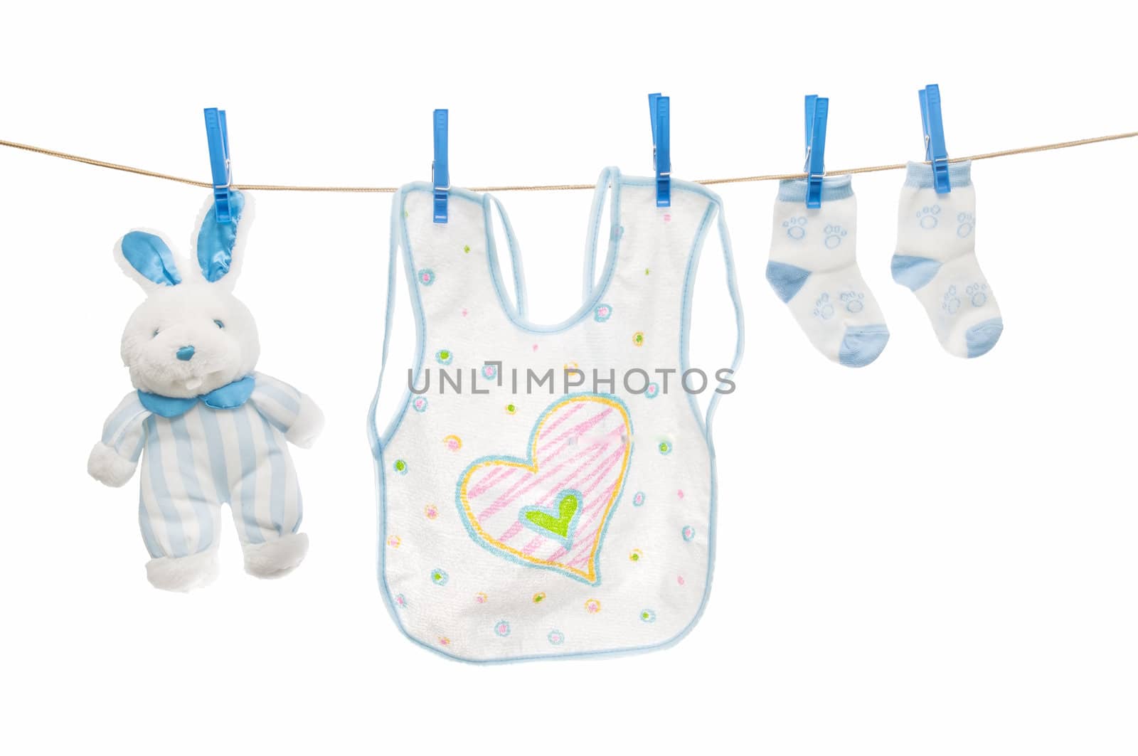 child clothesline teddy bear isolated on white background
 