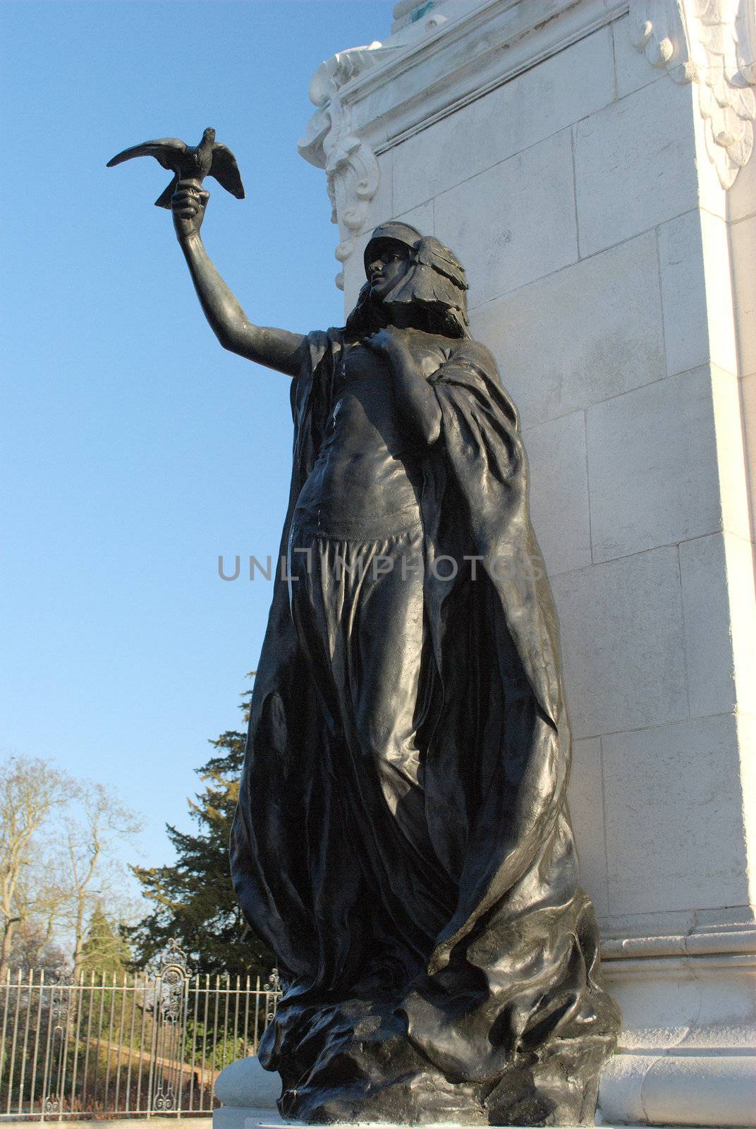 Statue at side of colchester war memorial