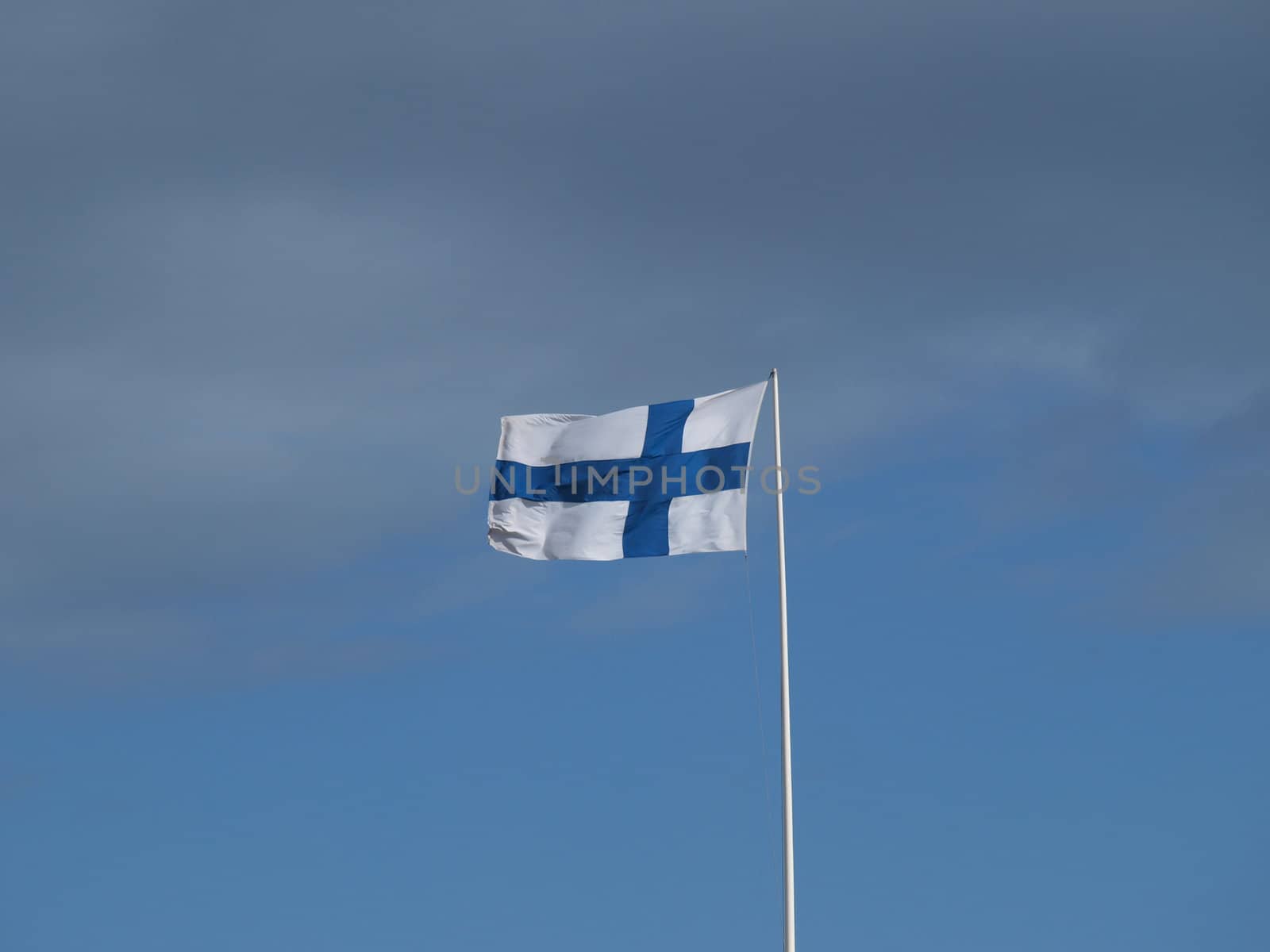 Flag of Finland against a blue sky