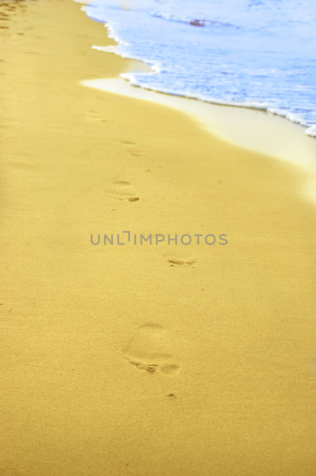 Beachwalk - footprint on a sandy beach.