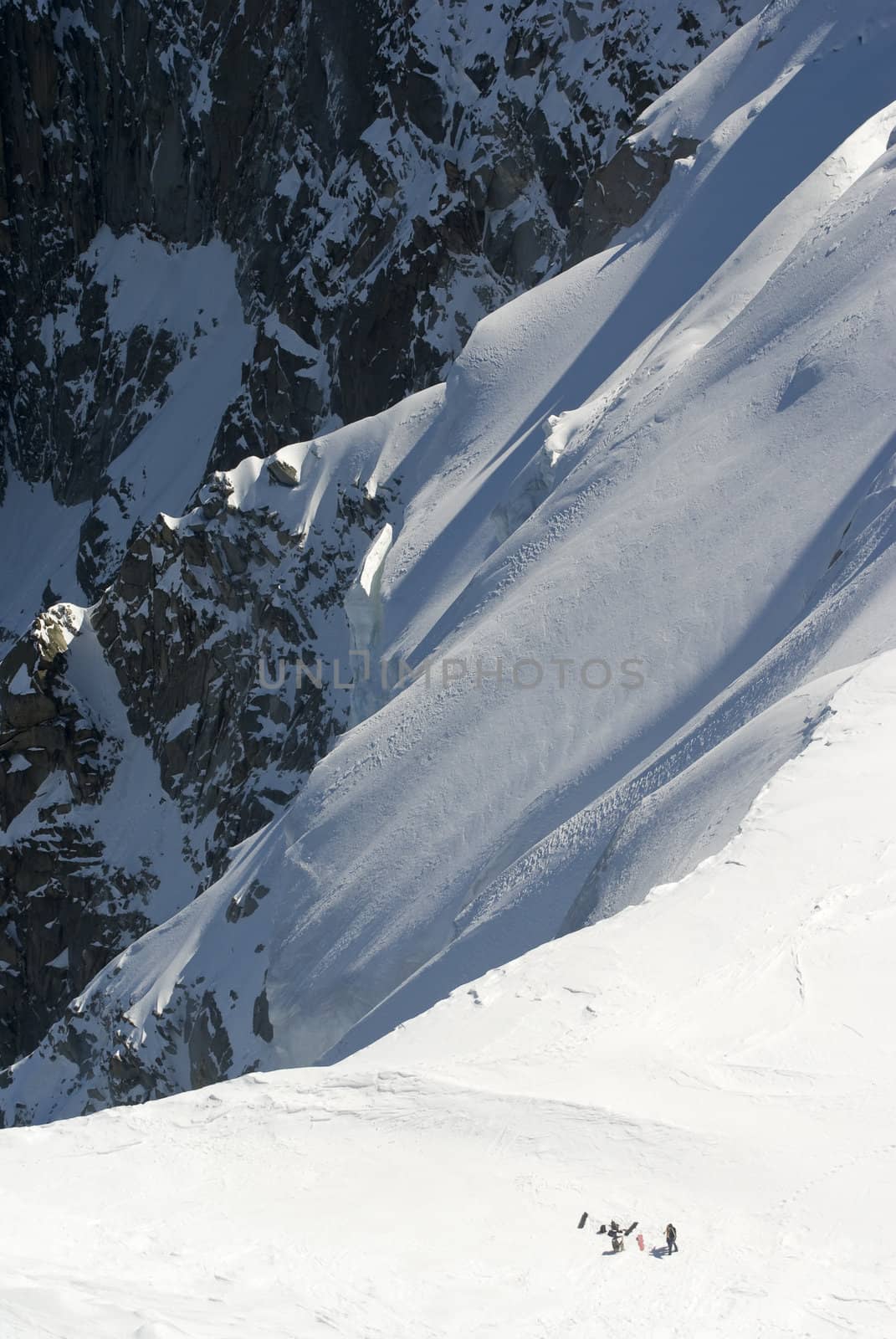 Skier on Mont Blanc mountain range France