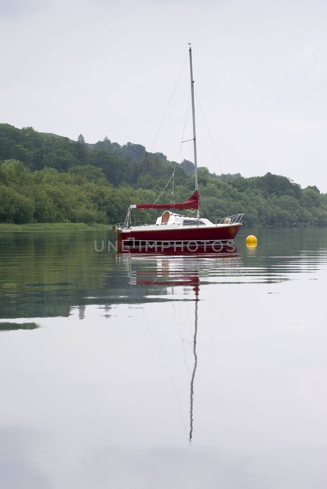 Sailing boat on Llyn Tegid (Bala Lake) Wales